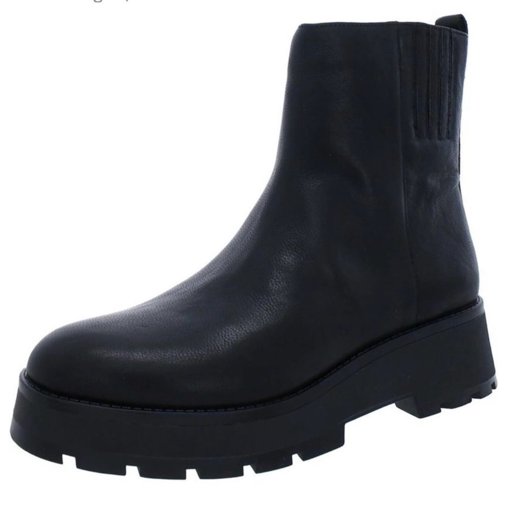 Vince Camuto Womens Neframes Black Leather Block Heel Ankle Boots ShoesSize 9